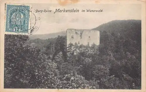 A065 Österreich Zitadelle Ruine Merkenstein Wienerwald Vintage Postkarte