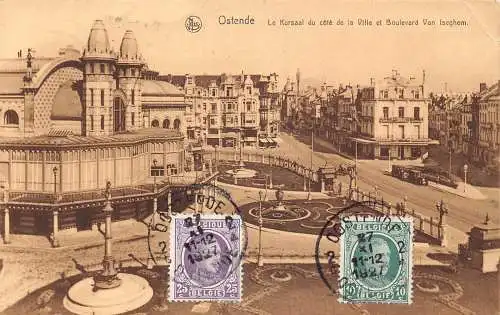 Belgien 1927 Ostende Kursaal Boulevard Van Iseghem Philatelistisches Interesse Postkarte