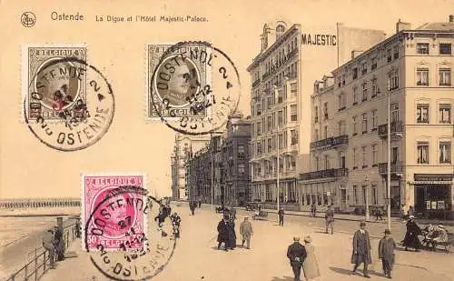 Belgien 1927 Ostende Majestic Palace Hotel Digue Wechselstube Postkarte