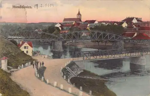 Tschechien 1919 Horazdovice Brücken Vintage Postkarte