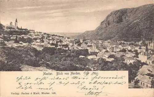 Bosnien und Herzegowina 1903 Mostar Nordansicht Vintage Postkarte