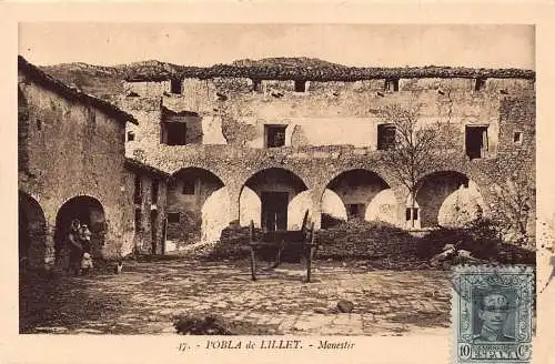 Spanien 1926 Pobla de Lillet Monestir Ruinen Vintage Postkarte