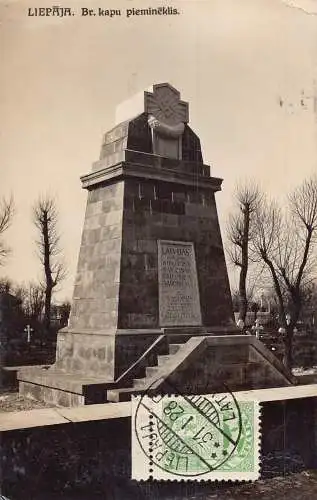 Lettland 1928 Liepaja Libau Br Kapu Piemineklis Denkmal Vintage Postkarte