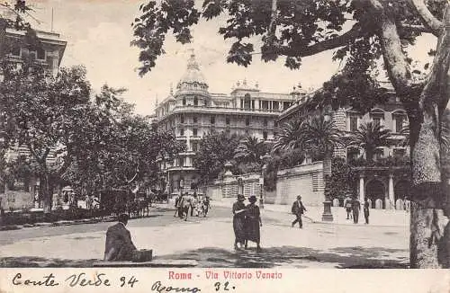 Italien 1926 Roma Rom Via Vitterior Veneto Vintage Postkarte