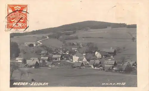 Tschechien 1927 Nieder Zeidler Gesamtansicht Vintage Postkarte