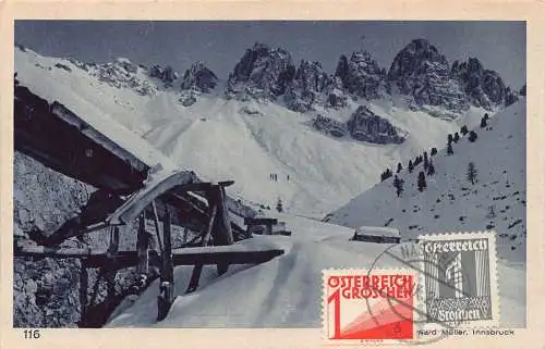 Österreich 1926 Kalkkoegel mit der Kemateralm Berg Schnee Postkarte