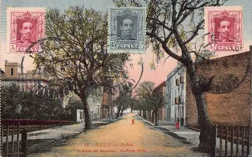 Spanien Reus Salou Straße Vintage Postkarte