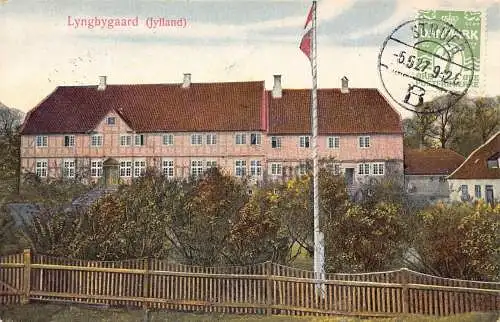 Dänemark 1927 Lyngbygaard Jylland Flagge Vintage Postkarte