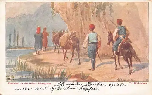 Bosnien Kunst 1922 Karawane Innenraum der Dalmatiens traditionelle Kostüme Postkarte