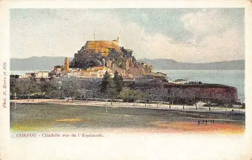 L328 Griechenland Korfu Zitadelle Blick von der Esplanade Vintage Postkarte