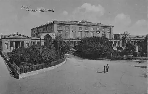 L328 Griechenland Korfu Die Stadt Königspalast Vintage Postkarte