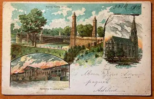 L075 Deutschland 1900 Gruss aus Stuttgart Jugendstil Litho Vintage Postkarte