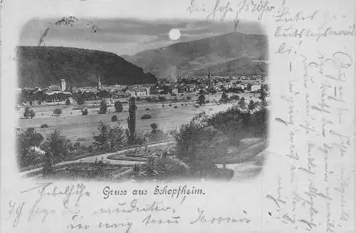 L075 Deutschland 1899 Gruss aus Schopfheim Mondschein Vintage Postkarte