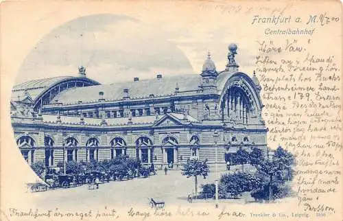 L075 Deutschland 1900 Frankfurt A Haupt Hauptbahnhof Vintage Postkarte