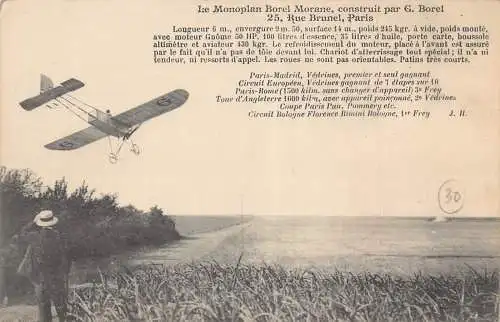 L018 Luftfahrtpionier Monoplan Borel Morane Frankreich Vintage Postkarte