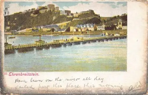 L075 Deutschland 1904 Ehrenbretstein Schiffe Boote Vintage Litho Postkarte