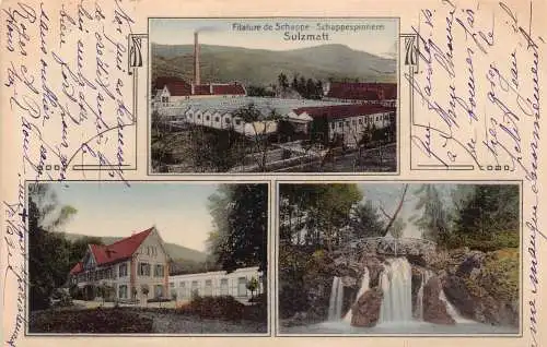 L075 Deutschland 1914 Sulzmatt Filatur aus Schappe-Schappespinnerei Postkarte