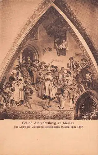 A085 Deutschland Schloss Albrectsburg zu Meißen Fresko Universität Leipzig Postkarte