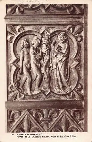A085 Frankreich Paris Sainte Chapelle Tor Tür Adam und Eva Skulptur Postkarte