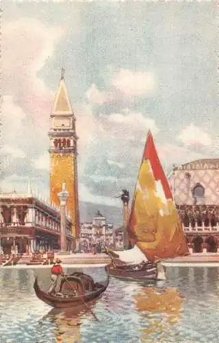 A085 Italien Venezia Venedig Piazzetta S Marco della Laguna Gemälde Postkarte