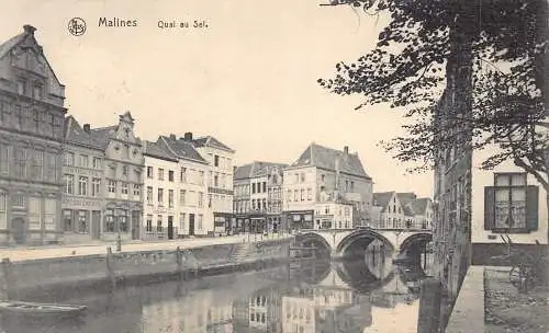 A085 Belgien 1915 Malines Antiquites Ameublements Cafe Stanley Feld Postkarte