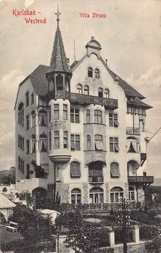 A084 Tschechien 1908 Karlsbad Westend Villa Strunz alte Postkarte
