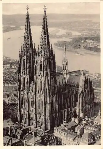 A083 Deutschland Kölner Dom Luftaufnahme RPPC Vintage Postkarte
