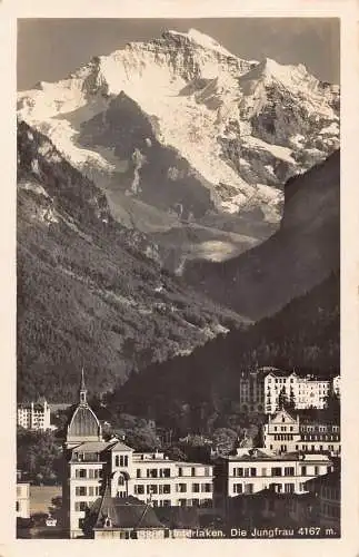A084 Schweiz 1927 Interlaken Die Jungfrau Berg Vintage Postkarte