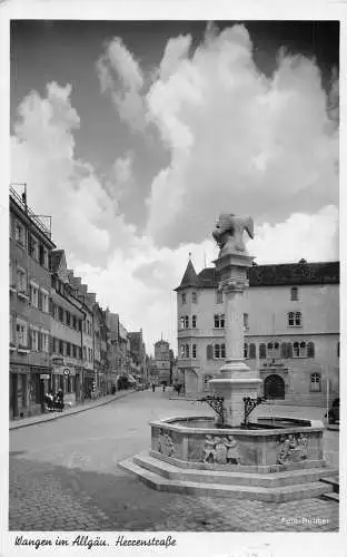 L151 Deutschland 1939 Wangen im Allgäu. Heccenstraße Brunnen Vintage Postkarte