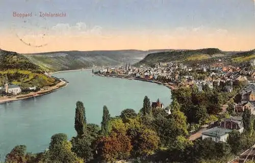 L151 Deutschland 1919 Boppard - Totalansicht Fluss, Stadtansicht Vintage Postkarte
