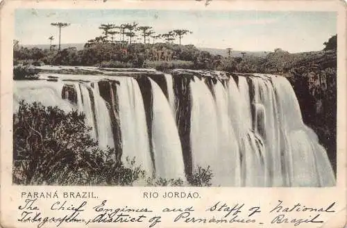 L335 Brasilien Parana Brasilien Rio Jordao Wasserfall Litho Vintage Postkarte