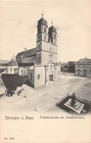 L339 Deutschland Saecklingen a Rhein Friedolinskirche mit Scheffeldenkmal Postkarte