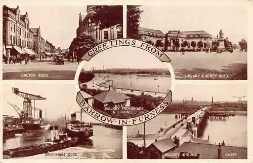 A921 England Grüße aus Barrow in Furness Steamboats Library Postkarte