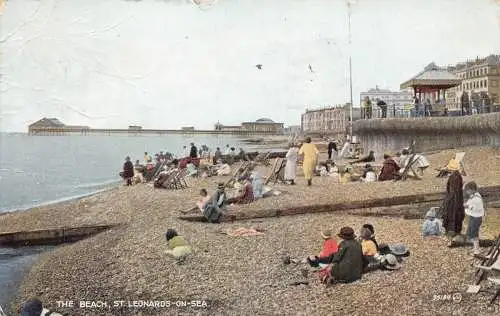 A888 England 1929 Beach St Leonards-On-Sea Vintage Postkarte