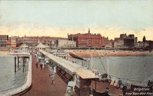 A888 England Brighton Blick vom West Pier Vintage Postkarte