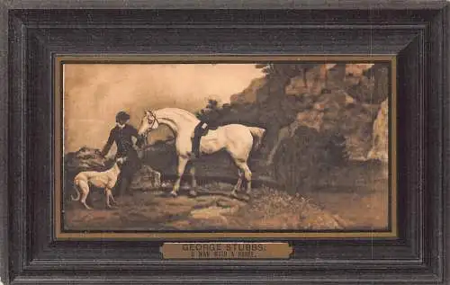 A910 Kunst Passepartout George Stubbs Mann mit Pferd Windhund Hund Postkarte