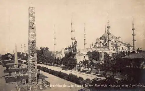 A915 Türkei Istanbul Moschee Sultan Ahmed Platz Obelisken RPPC Postkarte