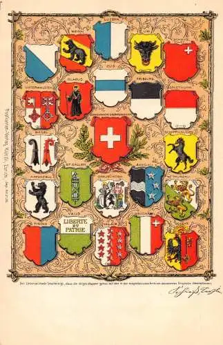 A902 Schweiz Wappen der Kantone Postkarte