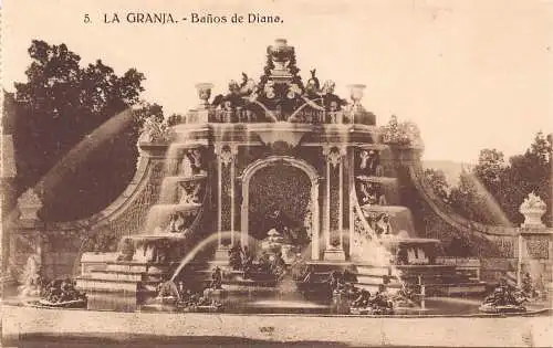 L177 Spanien La Granja Banos de Diana Brunnen Vintage Postkarte