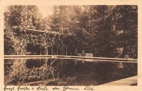 L184 Deutschland 1925 Herzl Gruesse & Kaesse von Echerem Schwimmbad Postkarte