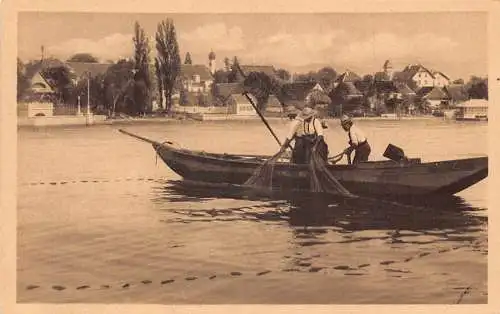 L184 Deutschland Nonnenhorn am Bodensee Angeln See Fischer Vintage Postkarte