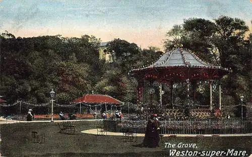 A905 England 1901 Grove Weston - Super-Mare Bandstand Vintage Postkarte