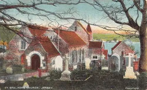 A919 England Jersey St Brelade's Church Vintage Postkarte