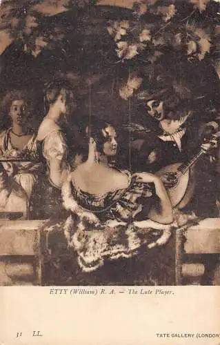 A907 Tate Gallery 1911 Etty RA Kunst Der Lautenspieler Mandoline Musik Postkarte