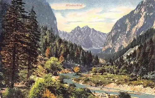 L184 Deutschland Wimbachtal Wald Berge Fluss Vintage Postkarte