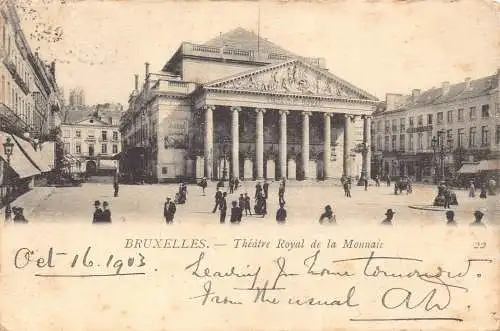 A924 Belgien 1903 Brüssel Theater Royal de Monnaie Vintage Postkarte