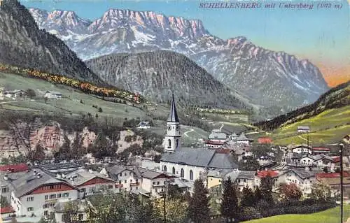 L184 Deutschland 1928 Schellenberg mit Untersberg Berge Vintage Postkarte
