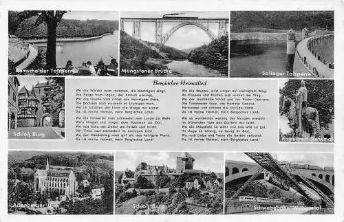 L184 Deutschland Bergische Sehenswürdigkeiten Liederkarte Müngstener Brücke Schloss Postkarte