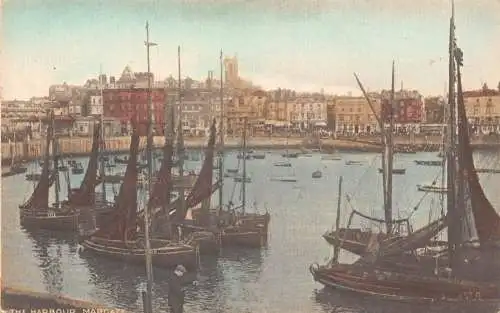 A889 England Margate Hafen Segelboote Vintage Postkarte