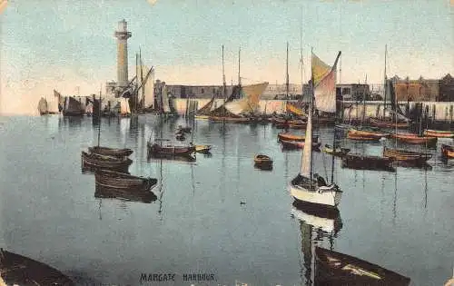 A889 England 1907 Margate Harbour Segelboote Vintage Postkarte